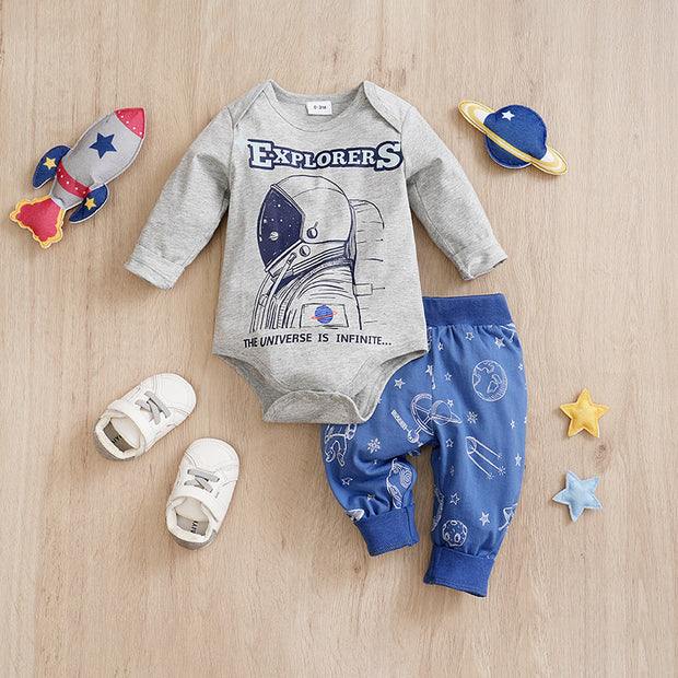 Children's One-year-old Baby And Infant Overalls Clothes Children's Spring Two-piece Suit