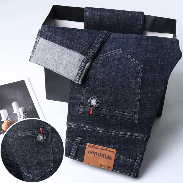 Jeans Men's Straight Loose Casual Pants Fleece-lined Thickened Men's Pants