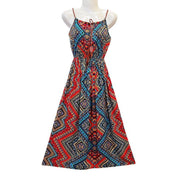 Ethnic Style Dress Women's Cotton Silk Belt Beach Dress With Suspenders