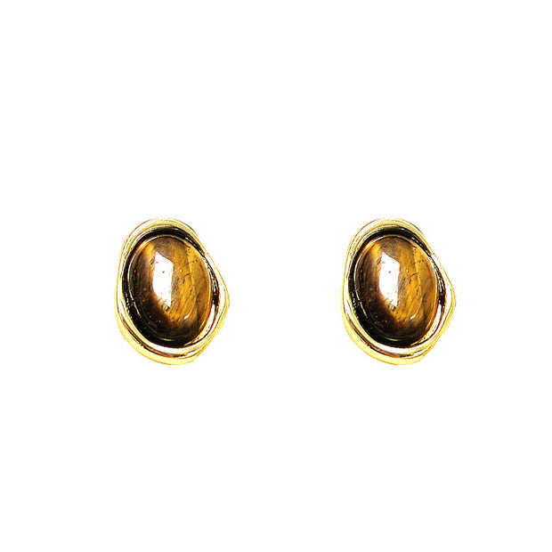 Retro Cymophanite Oval Earrings